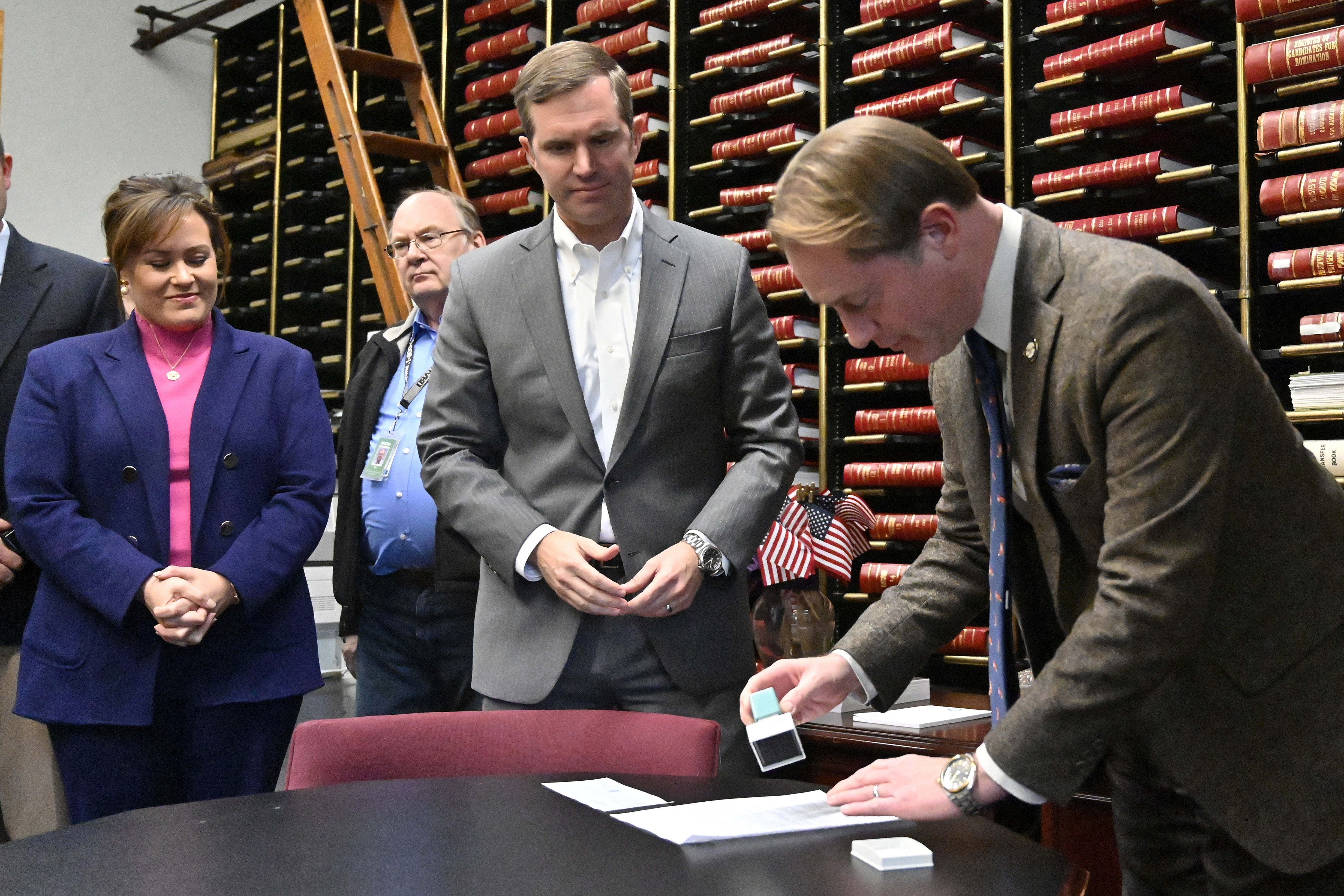 Andy Beshear, Jacqueline Coleman, Michael Adams