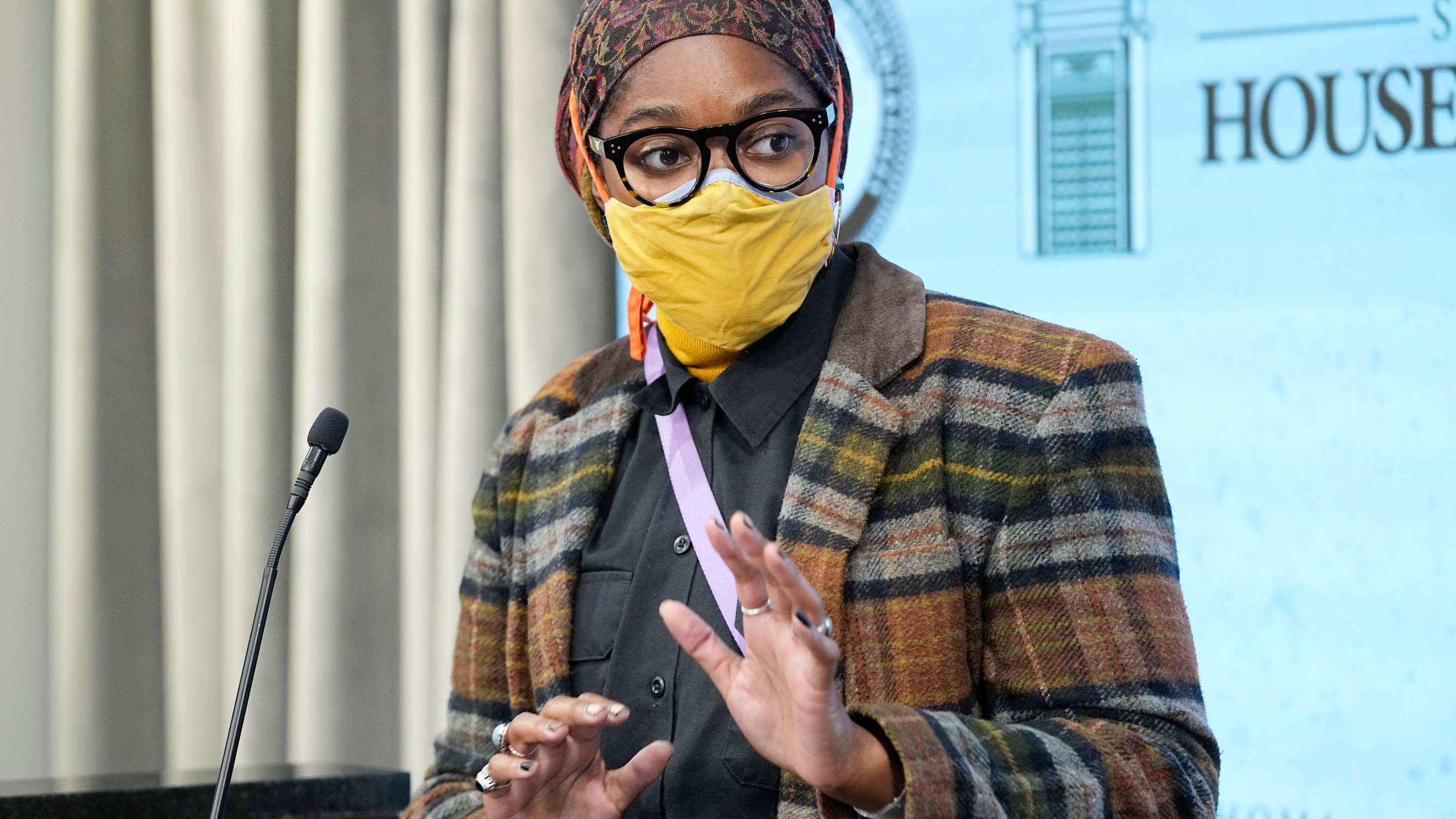 FILE - Oklahoma state Rep. Mauree Turner speaks during a news conference, Dec. 5, 2022, in Oklahoma City. In Oklahoma, Turner, the state's only nonbinary legislator was removed from House committees after a transgender protester sought refuge in their office. In an increasingly polarized political atmosphere, experts say these kinds of harsh punishments for minority party members standing up for principles they believe in will likely become more common, especially when acts of civil disobedience clash with the rigid policies and procedures of legislative decorum. (AP Photo/Sue Ogrocki, File)