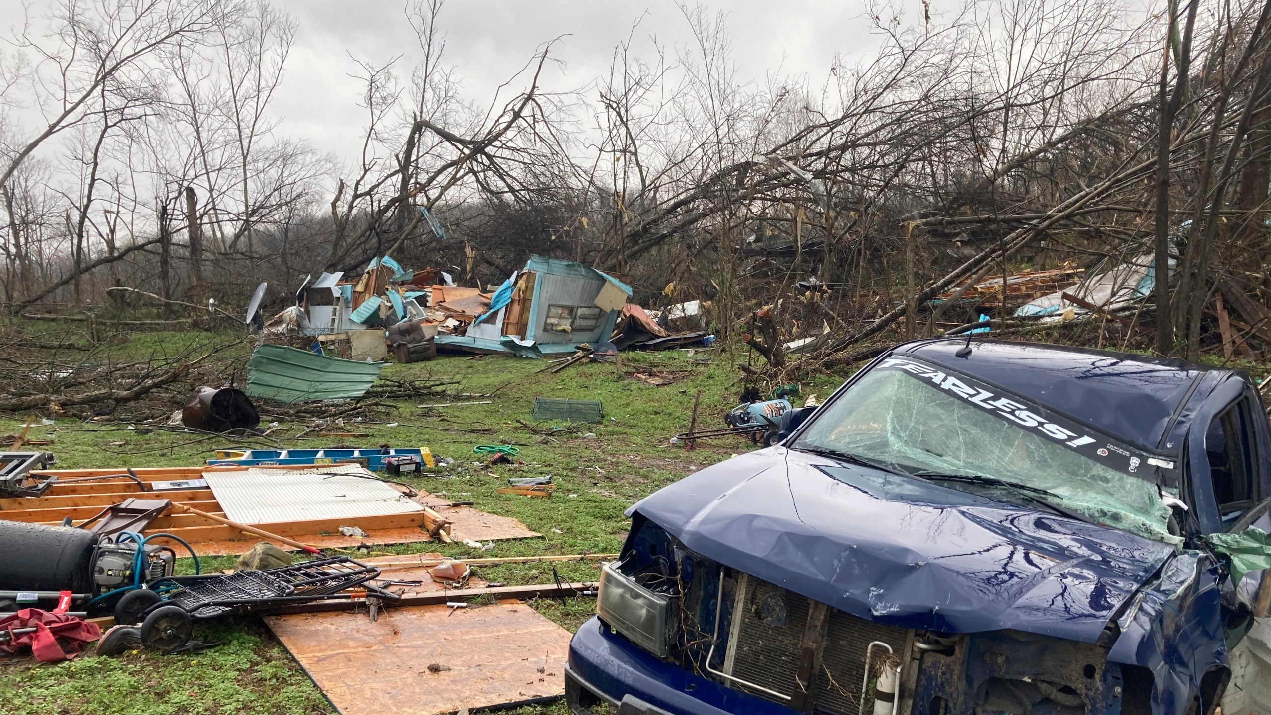 FILE - The remains of a mobile home that was torn apart by a tornado cover the ground in Glen Allen, Mo., on Wednesday, April 5, 2023. Five people who were either in the mobile home or in a camper parked next to it died in the tornado, the Missouri State Highway Patrol said Thursday, April 6. (AP Photo/Jim Salter, File)