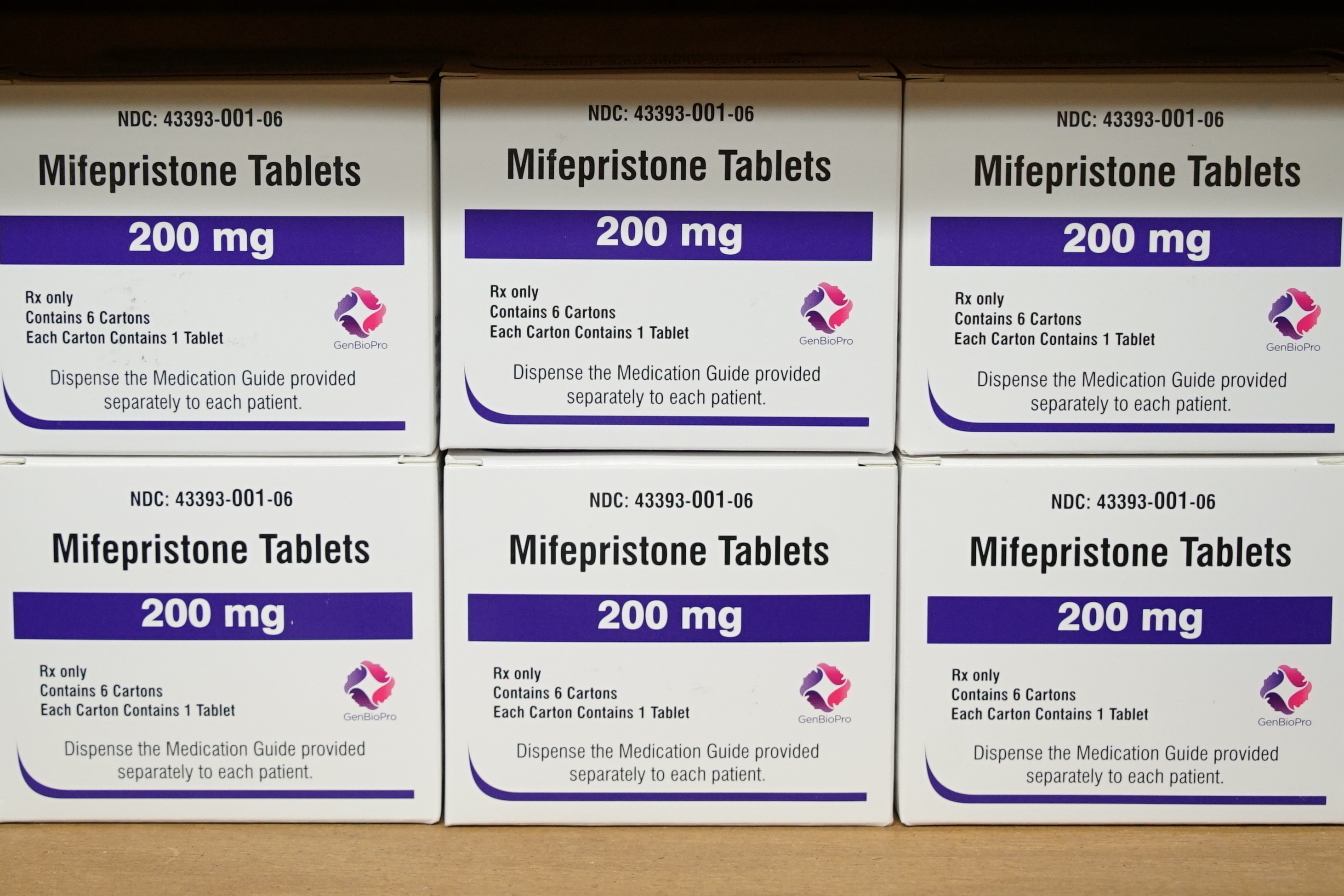 FILE - Boxes of the drug mifepristone sit on a shelf at the West Alabama Women's Center in Tuscaloosa, Ala., March 16, 2022. A federal judge in Texas on Friday, April 7, 2023, ordered a hold on the U.S. approval of the abortion medication mifepristone, throwing into question access to the nation’s most common method of abortion in a ruling that waved aside decades of scientific approval. Federal lawyers representing the FDA are expected to swiftly appeal the ruling. (AP Photo/Allen G. Breed, File)