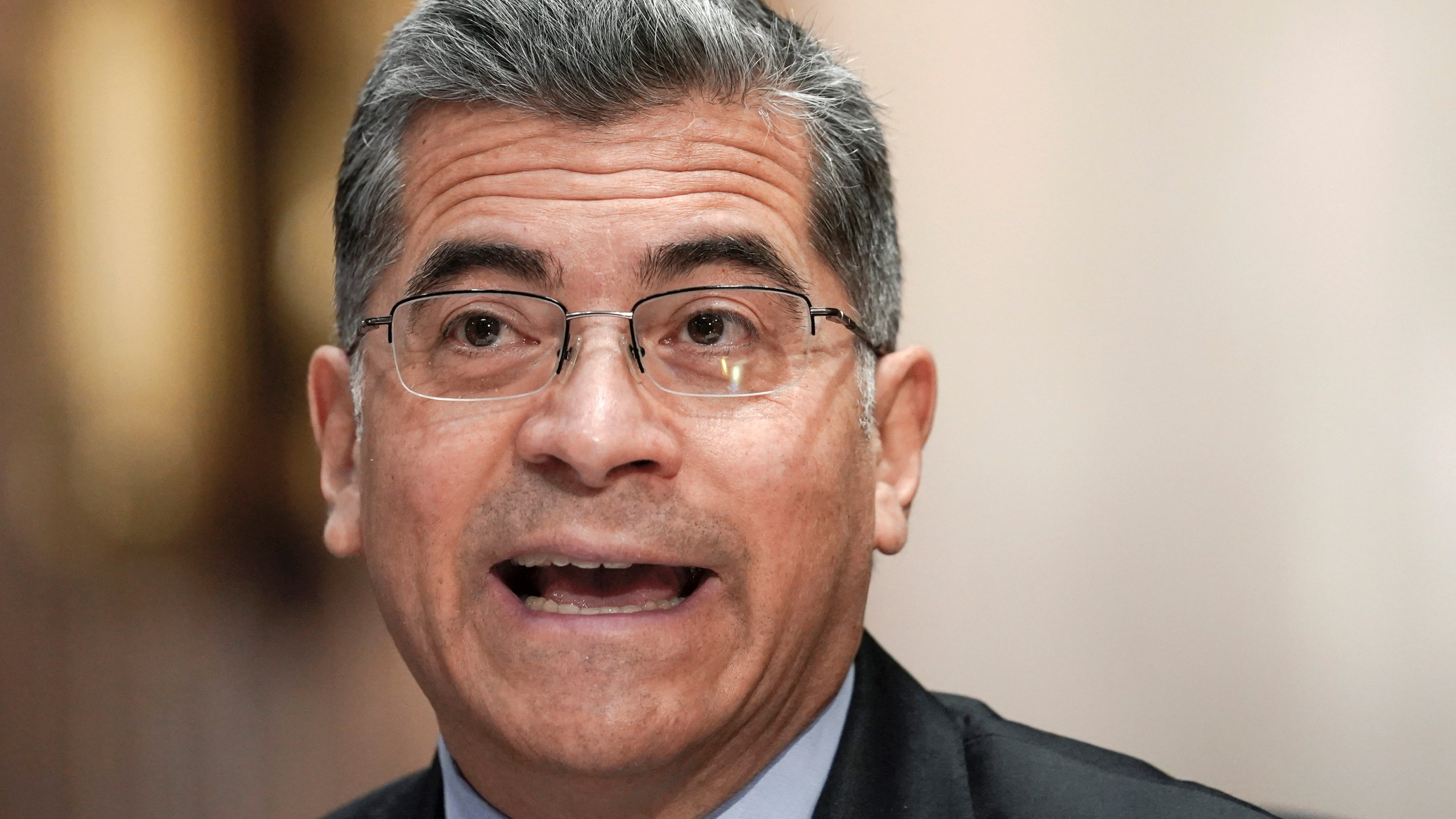 FILE - Health and Human Services Secretary Xavier Becerra testifies during the Senate Finance Committee hearing on March 22, 2023, on Capitol Hill in Washington. Criticizing a judge's order barring abortion pills, Becerra on Sunday, April 9, blasted the decision as “not America" and pledged a vigorous legal fight by the Biden administration to maintain access for women seeking safe ways to end unwanted pregnancies. (AP Photo/Mariam Zuhaib, File)