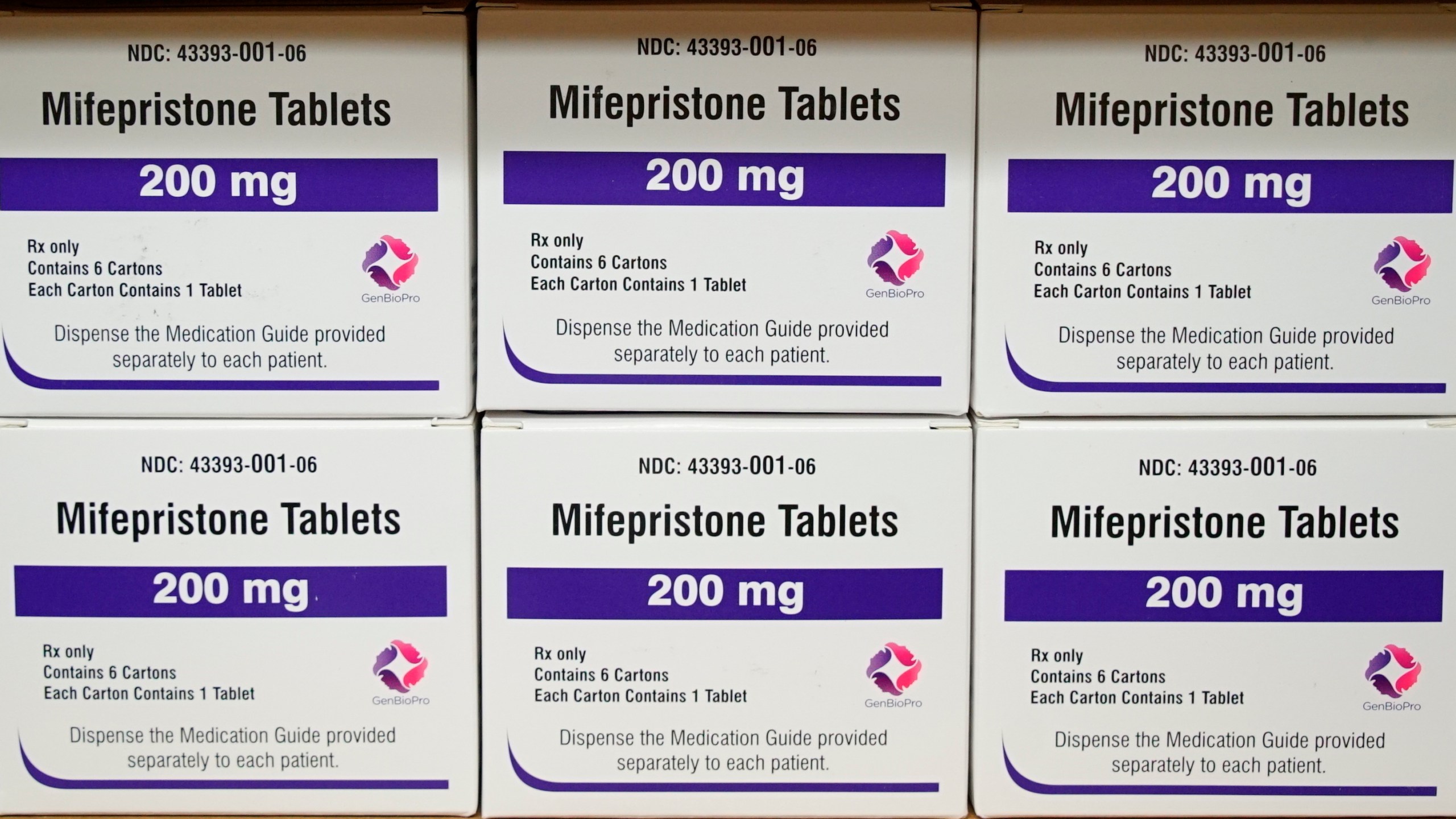 FILE - Boxes of the drug mifepristone sit on a shelf at the West Alabama Women's Center in Tuscaloosa, Ala., March 16, 2022. Health and Human Services Secretary Xavier Becerra on Sunday, April 9, 2023, stressed that women for now continue to have access to the abortion medication mifepristone after the Texas judge stayed his ruling for a week so federal authorities could file a challenge. The drug was approved by the FDA in 2000. (AP Photo/Allen G. Breed, File)