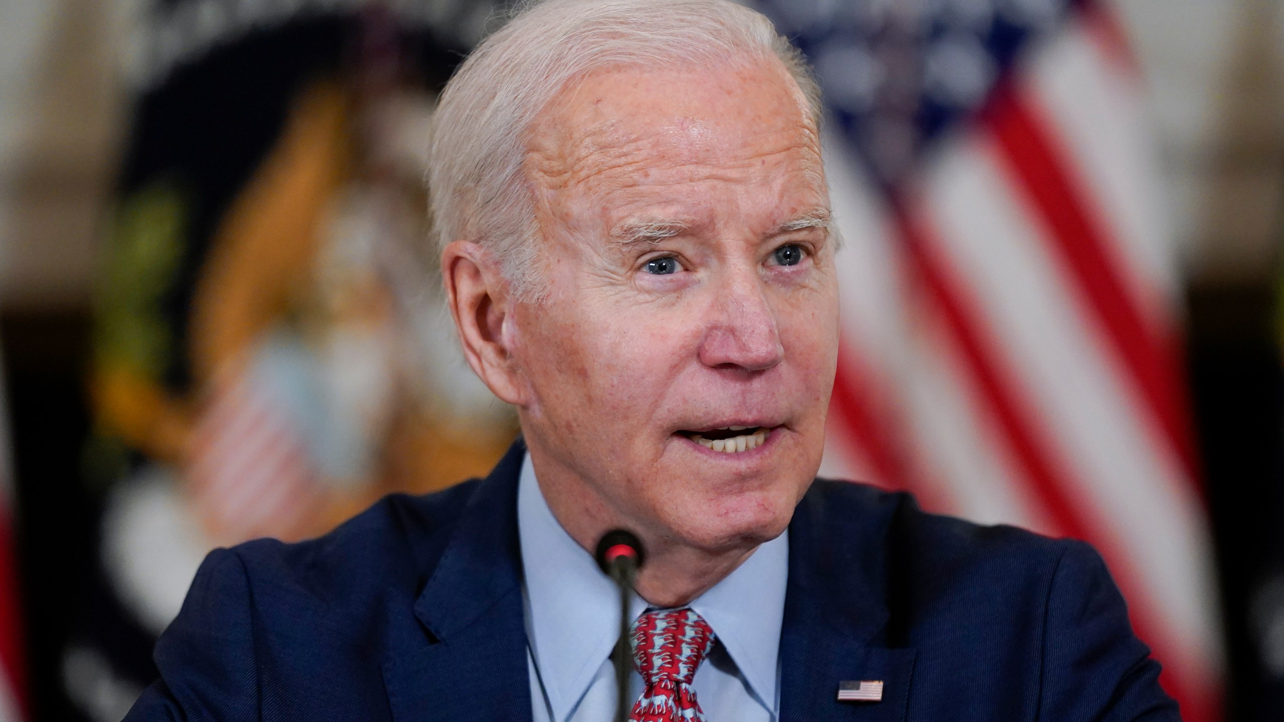 FILE - President Joe Biden speaks during a meeting with the President's Council of Advisors on Science and Technology in the State Dining Room of the White House on April 4, 2023, in Washington. The U.S. national emergency to respond to the COVID-19 pandemic ended Monday, April 10, as Biden signed a bipartisan congressional resolution to bring it to a close after three years — weeks before it was set to expire alongside a separate public health emergency. (AP Photo/Patrick Semansky, File)