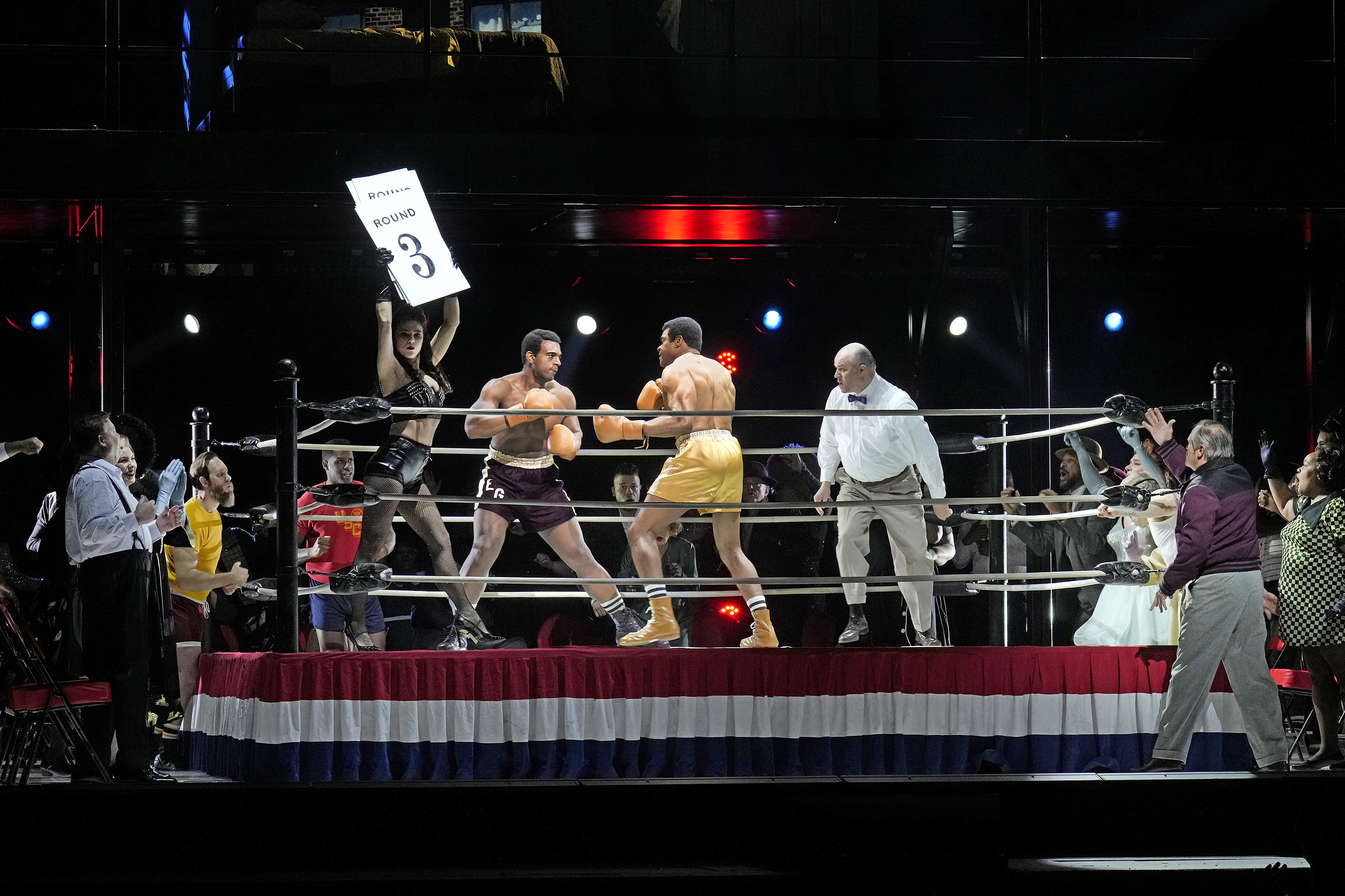 This image released by the Metropolitan Opera shows Ryan Speedo Green, left, and Eric Greene in a scene from Terence Blanchard's opera "Champion." (Ken Howard/Met Opera via AP)