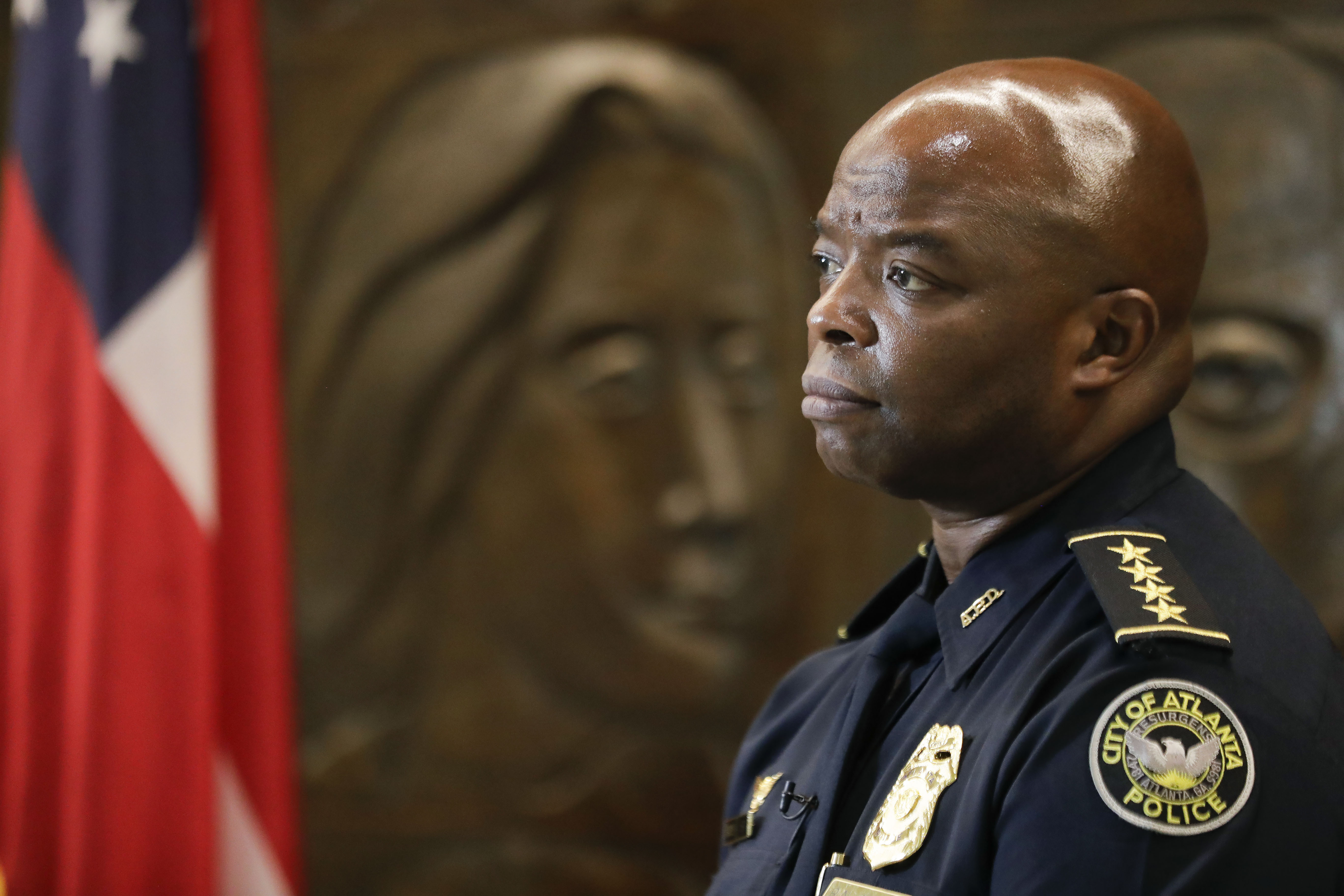 FILE - Interim Atlanta Police Chief Rodney Bryant speaks to the Associated Press, June 18, 2020, in Atlanta. Bryant retired as Atlanta's police chief in June 2022. On Friday, April 14, 2023, and Saturday, April 15, Black police chiefs, commissioners, sheriffs and commanders from across the country are set to meet in Detroit for the annual CEO symposium of the National Organization of Black Law Enforcement Executives. (AP Photo/Brynn Anderson, File)