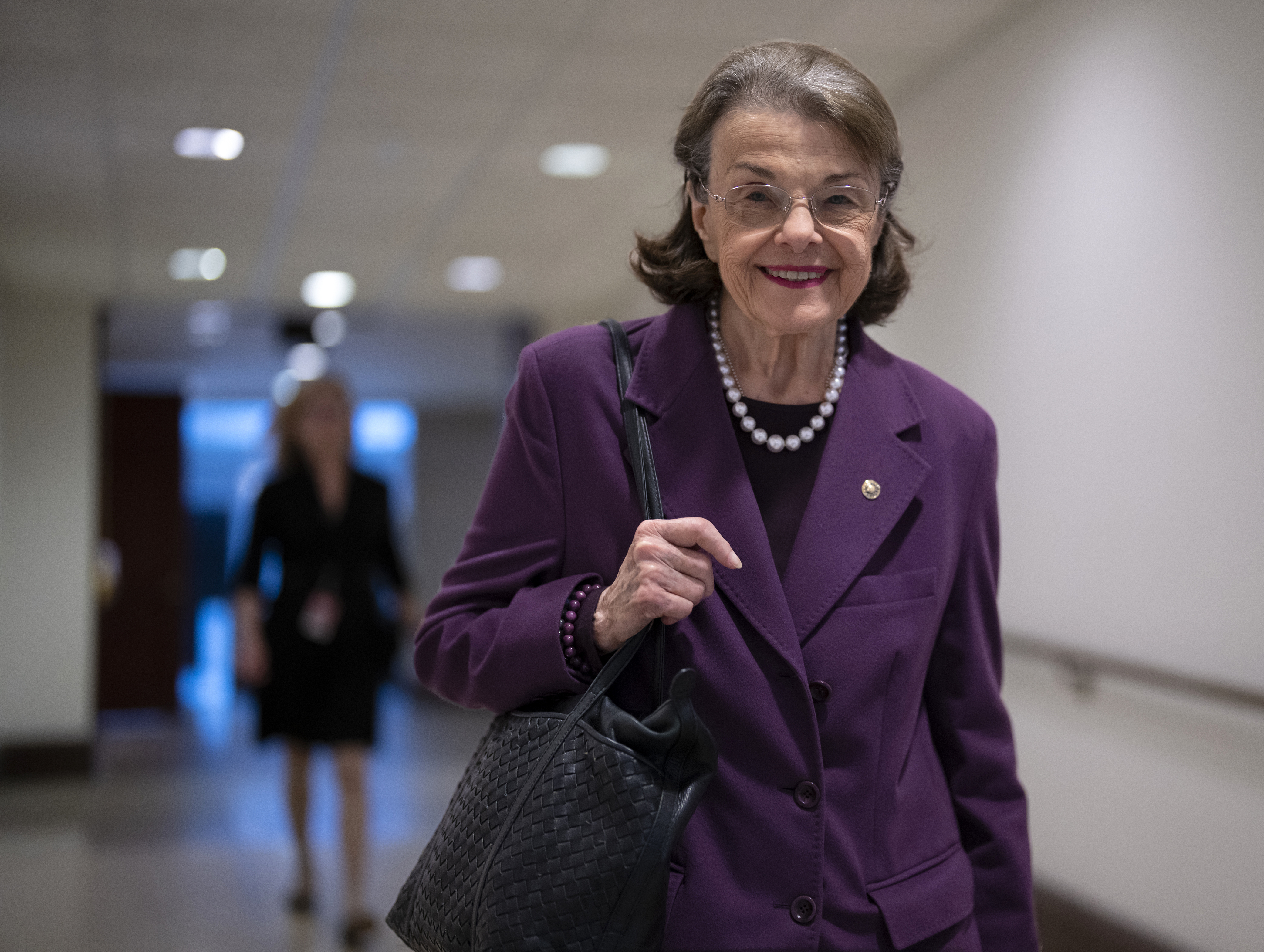 FILE - Sen. Dianne Feinstein, D-Calif., leaves a classified briefing on China, at the Capitol in Washington, Wednesday, Feb. 15, 2023. A Democratic congressman from California is calling on Sen. Feinstein to step down because of health problems. Rep. Ro Khanna says in a tweet, "We need to put the country ahead of personal loyalty. While she has had a lifetime of public service, it is obvious she can no longer fulfill her duties. (AP Photo/J. Scott Applewhite, File)