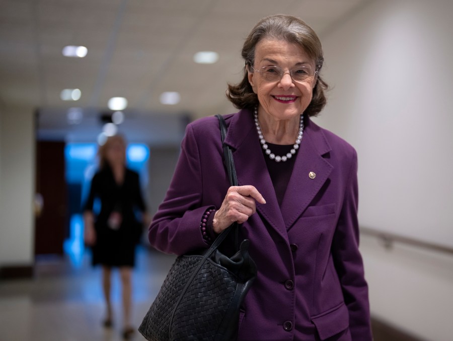 FILE - Sen. Dianne Feinstein, D-Calif., leaves a classified briefing on China, at the Capitol in Washington, Wednesday, Feb. 15, 2023. A Democratic congressman from California is calling on Sen. Feinstein to step down because of health problems. Rep. Ro Khanna says in a tweet, "We need to put the country ahead of personal loyalty. While she has had a lifetime of public service, it is obvious she can no longer fulfill her duties. (AP Photo/J. Scott Applewhite, File)