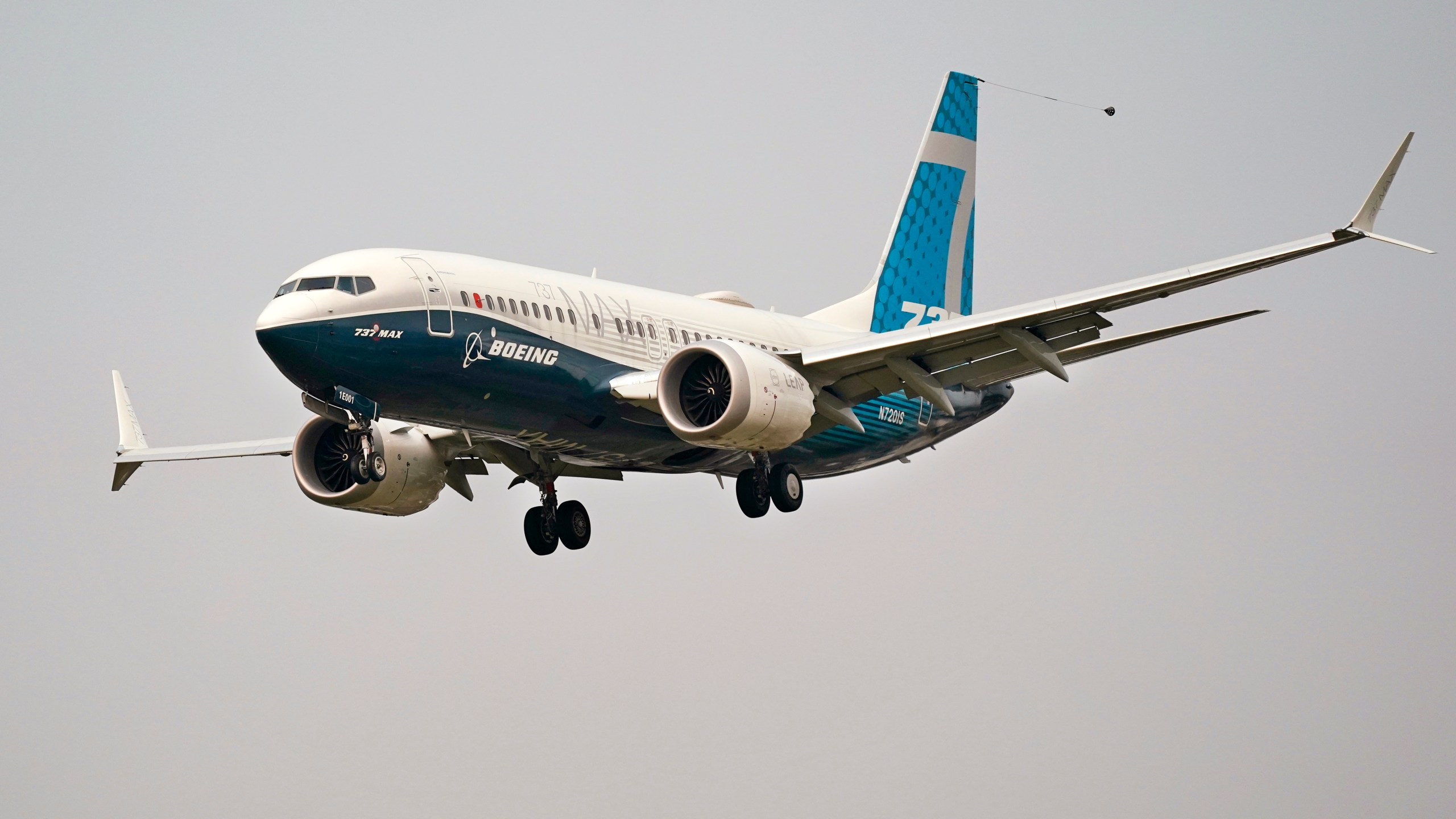 FILE - In this Wednesday, Sept. 30, 2020, file photo, a Boeing 737 Max jet, piloted by Federal Aviation Administration Chief Steve Dickson, prepares to land at Boeing Field following a test flight in Seattle. Boeing said Thursday, April 13, 2023 that production and delivery of a “significant number” of its 737 Max planes could be delayed because of questions about a supplier’s work on the fuselages. (AP Photo/Elaine Thompson, File)