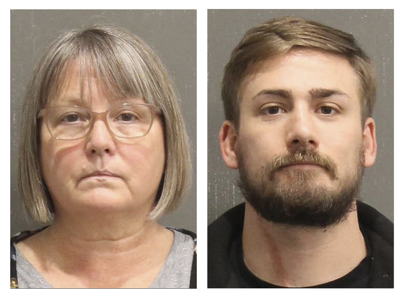 FILE - This booking photo released by the Metro Nashville, Tenn., Police Department, shows Lisa Marie Eisenhart, left, and her son Eric Gavelek Munchel. U.S. District Judge Royce Lamberth convicted both the mother and son on all 10 counts in their indictment on Tuesday, April 18, 2023. The judge is scheduled to sentence both of them in September 2023. (Metro Nashville Police Department via AP)