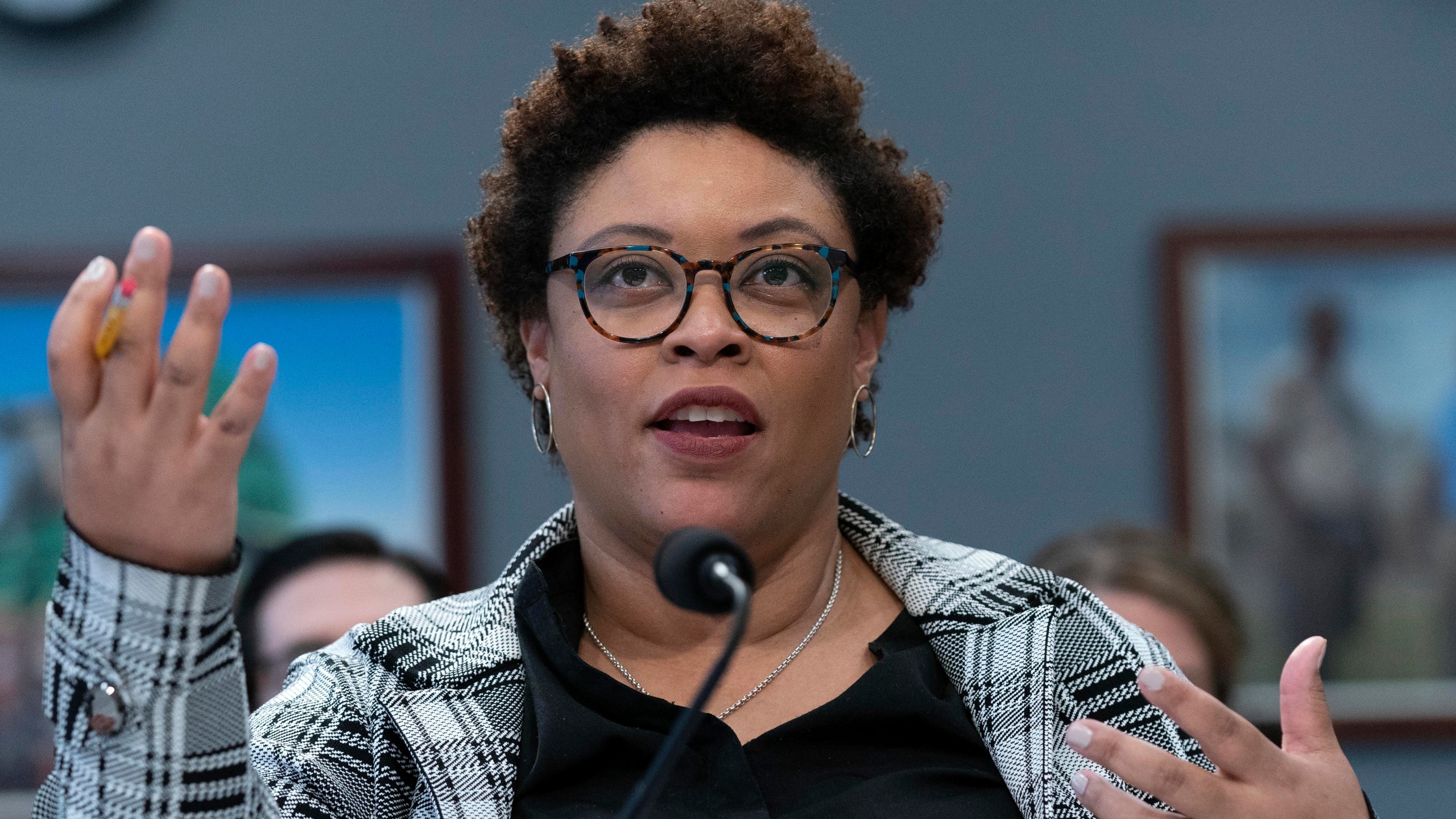 Office of Management and Budget Director Shalanda Young testifies before the House Appropriations Committee on Budget and Oversight hearing to examine proposed budget estimates and justification for the 2024 fiscal year on Capitol Hill Thursday, March 23, 2023, in Washington. (AP Photo/Jose Luis Magana)