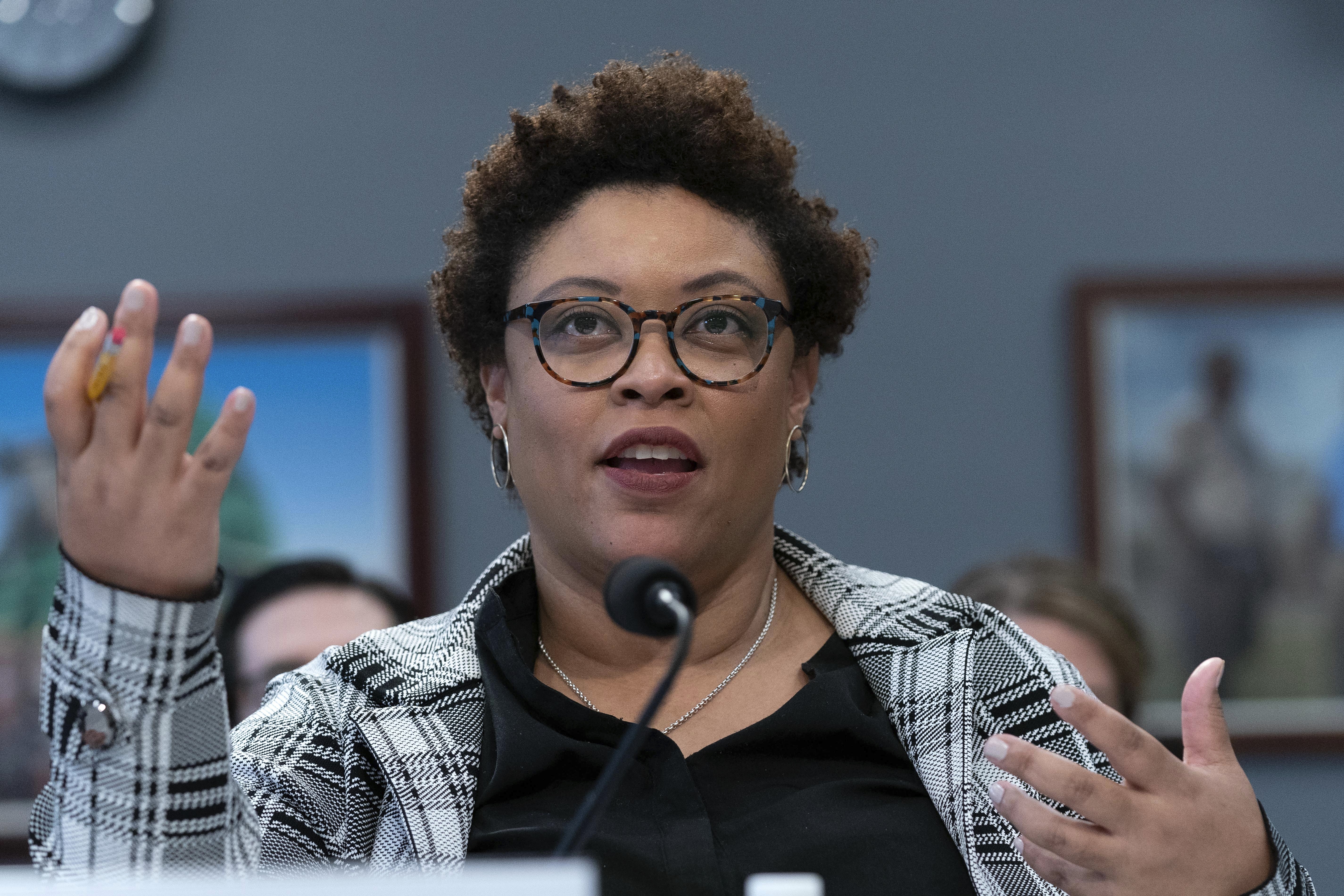 Office of Management and Budget Director Shalanda Young testifies before the House Appropriations Committee on Budget and Oversight hearing to examine proposed budget estimates and justification for the 2024 fiscal year on Capitol Hill Thursday, March 23, 2023, in Washington. (AP Photo/Jose Luis Magana)