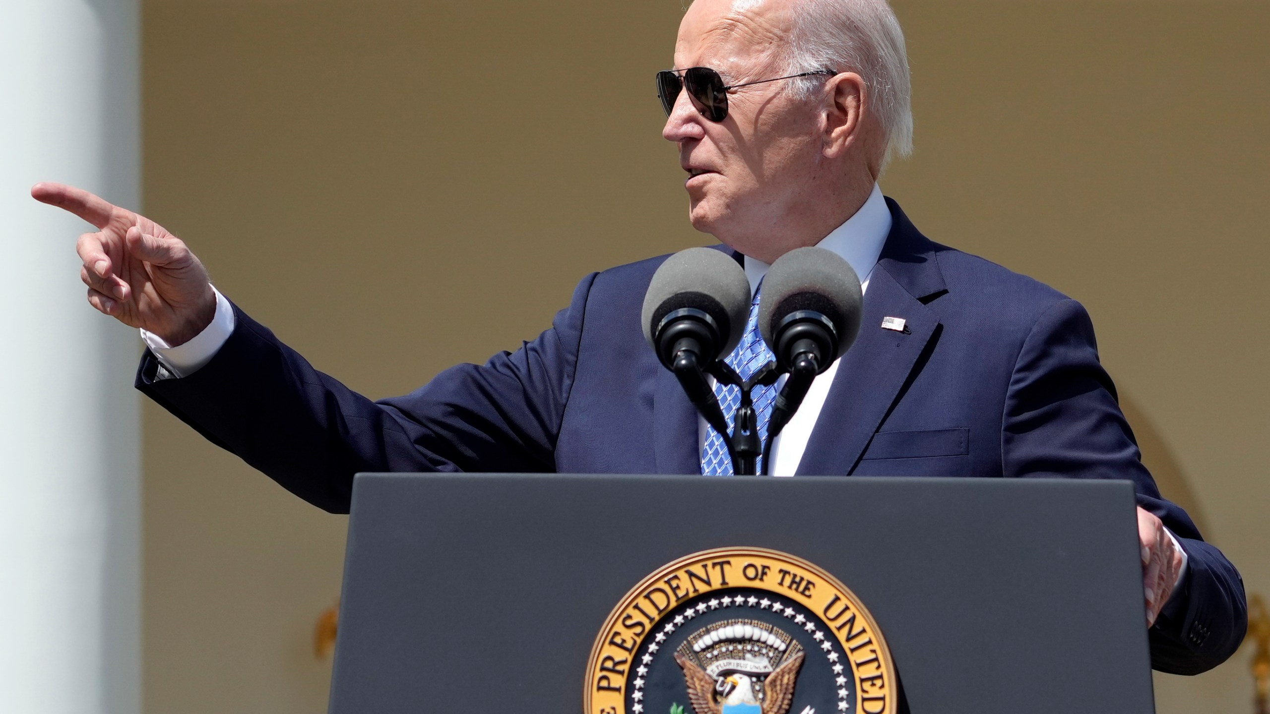 President Joe Biden speaks during a ceremony honoring the Council of Chief State School Officers' 2023 Teachers of the Year in the Rose Garden of the White House, Monday, April 24, 2023 in Washington. (AP Photo/Andrew Harnik)