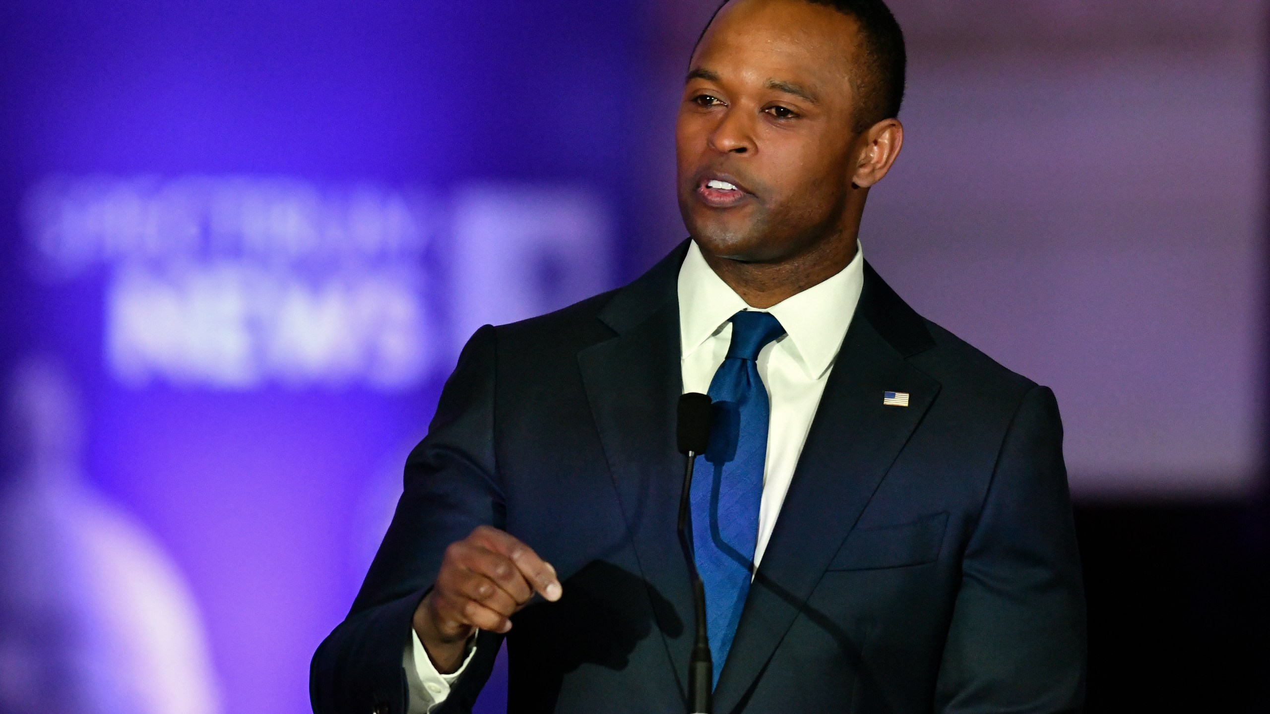 FILE - Kentucky Attorney General Daniel Cameron responds to a question during the Kentucky gubernatorial GOP primary debate in Louisville, Ky., March 7, 2023. Cameron plunged into Kentucky’s competitive race for governor against a popular Democratic incumbent and a crowded field of GOP primary opponents. If he wins, the state's first Black attorney general would become its first Black governor. (AP Photo/Timothy D. Easley, Pool, File)