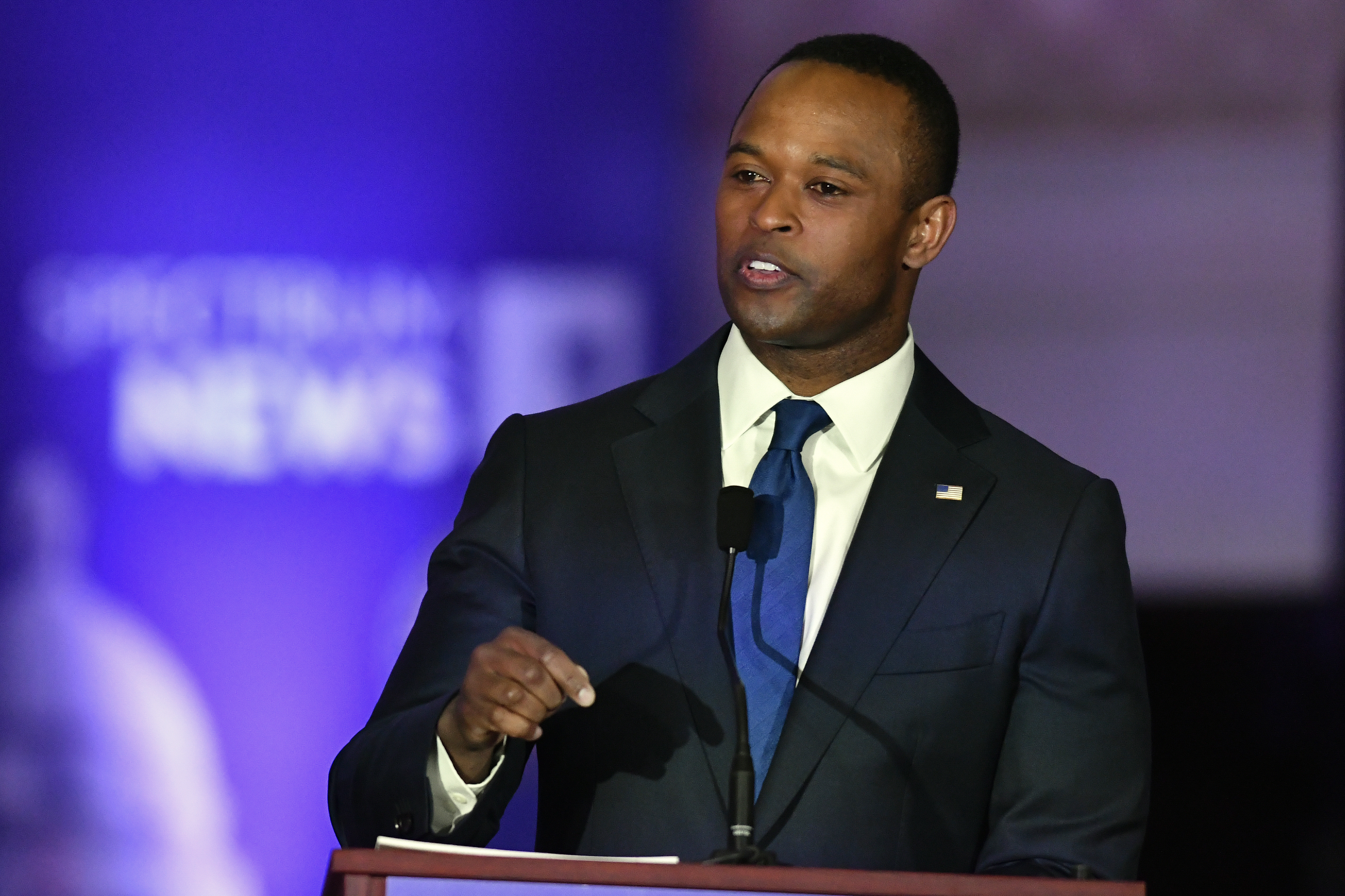 FILE - Kentucky Attorney General Daniel Cameron responds to a question during the Kentucky gubernatorial GOP primary debate in Louisville, Ky., March 7, 2023. Cameron plunged into Kentucky’s competitive race for governor against a popular Democratic incumbent and a crowded field of GOP primary opponents. If he wins, the state's first Black attorney general would become its first Black governor. (AP Photo/Timothy D. Easley, Pool, File)