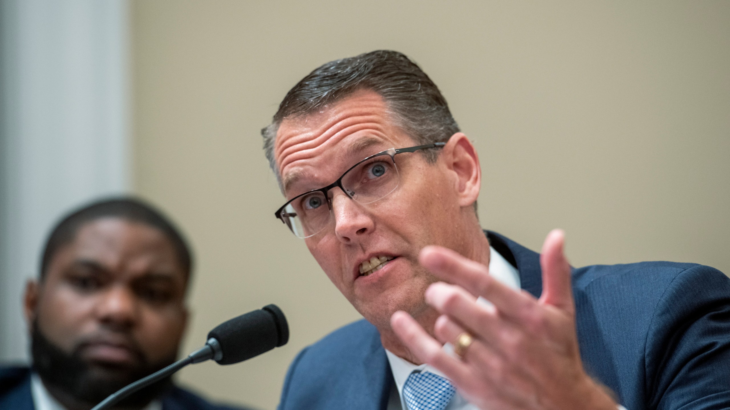 FILE - Rep. Randy Feenstra, R-Iowa, speaks during hearing March 29, 2022, in Washington. House Republicans are touting their debt limit package as a first step toward fiscal restraint. They say it's past time for Congress to reduce the swelling deficits that they say are threatening the fiscal health of the country. But a group of Midwestern Republicans went to Speaker Kevin McCarthy's office this week on a mission to preserve billions of dollars in federal support for biofuels and ethanol.(Rod Lamkey/Pool Photo via AP, File)