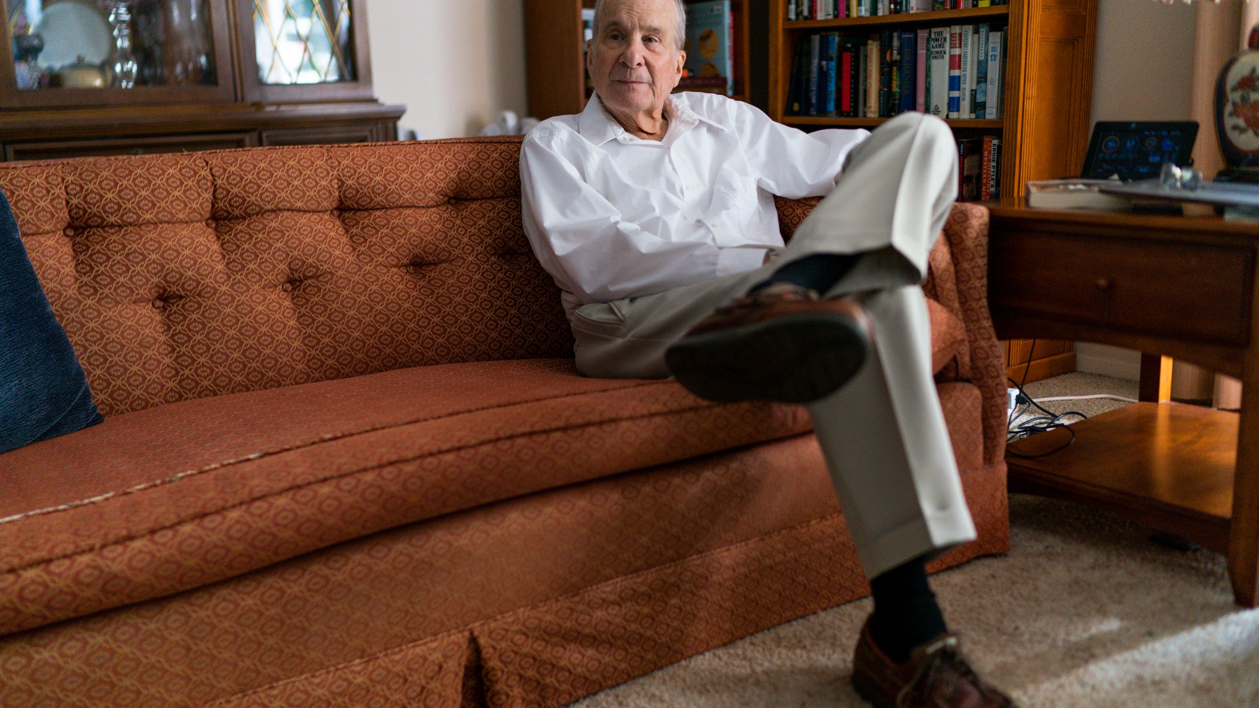 Professor Emeritus Louis Brus rests at his home, after wining the Nobel Prize in Chemistry, in Hastings-on-Hudson, NY, Wednesday, Oct. 4, 2023. (AP Photo/Eduardo Munoz Alvarez)