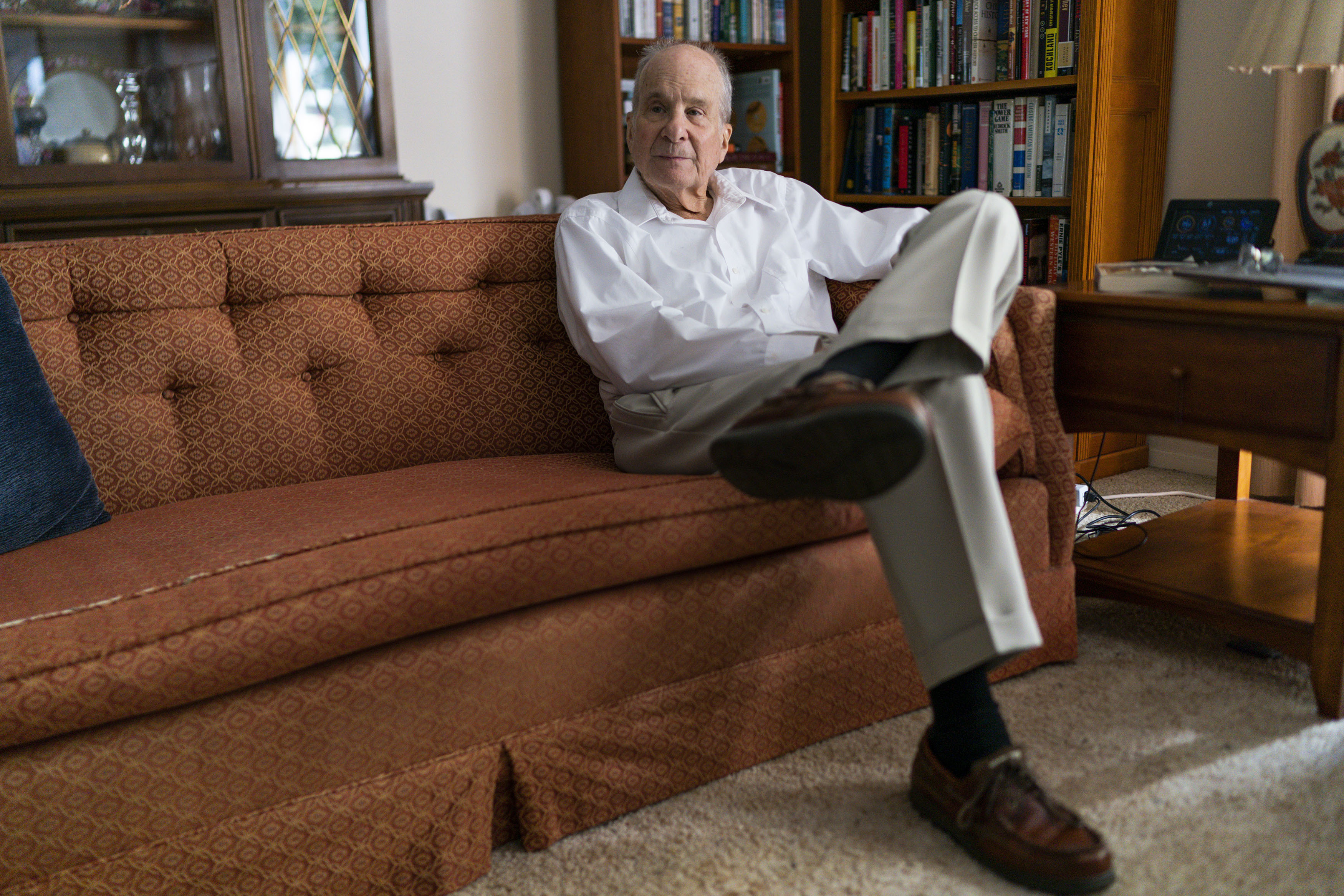 Professor Emeritus Louis Brus rests at his home, after wining the Nobel Prize in Chemistry, in Hastings-on-Hudson, NY, Wednesday, Oct. 4, 2023. (AP Photo/Eduardo Munoz Alvarez)