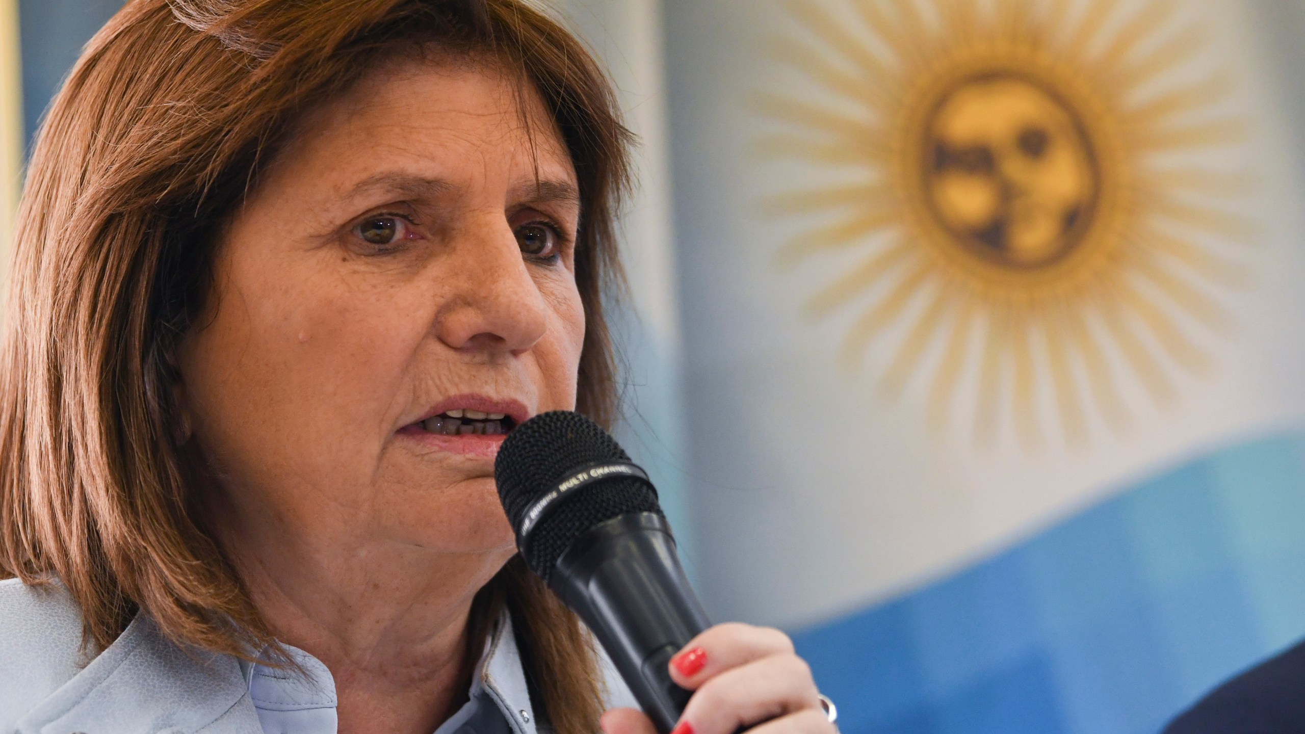 Former presidential candidate Patricia Bullrich, who placed third in the previous weekend's elections, gives a press conference in Buenos Aires, Argentina, Wednesday, Oct. 25, 2023. (AP Photo/Gustavo Garello)