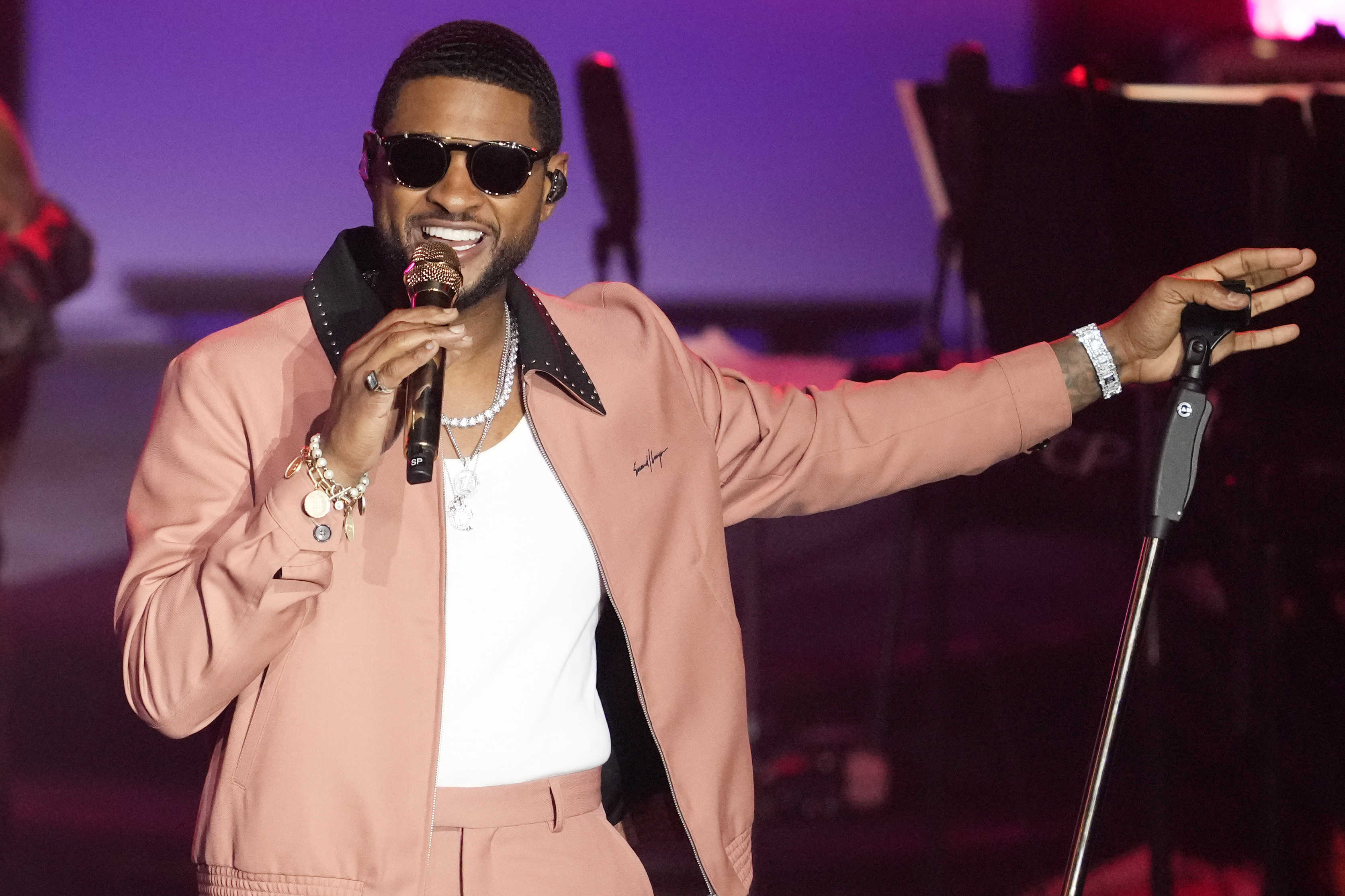 FILE - Usher performs at the 51st annual Songwriters Hall of Fame induction and awards gala at the New York Marriott Marquis Hotel on Thursday, June 16, 2022, in New York. Usher will perform at the halftime show for the 2024 Super Bowl. (Photo by Charles Sykes/Invision/AP, File)