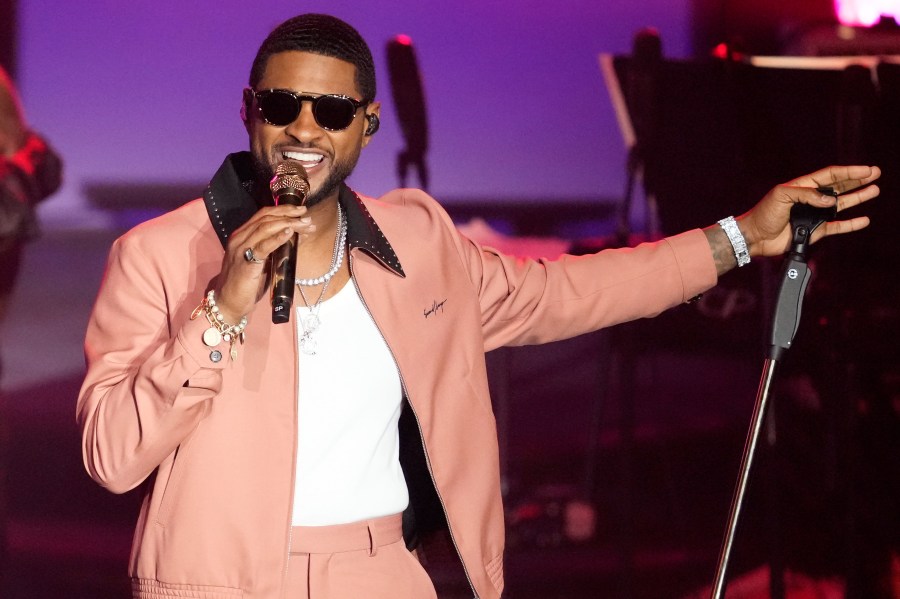 FILE - Usher performs at the 51st annual Songwriters Hall of Fame induction and awards gala at the New York Marriott Marquis Hotel on Thursday, June 16, 2022, in New York. Usher will perform at the halftime show for the 2024 Super Bowl. (Photo by Charles Sykes/Invision/AP, File)