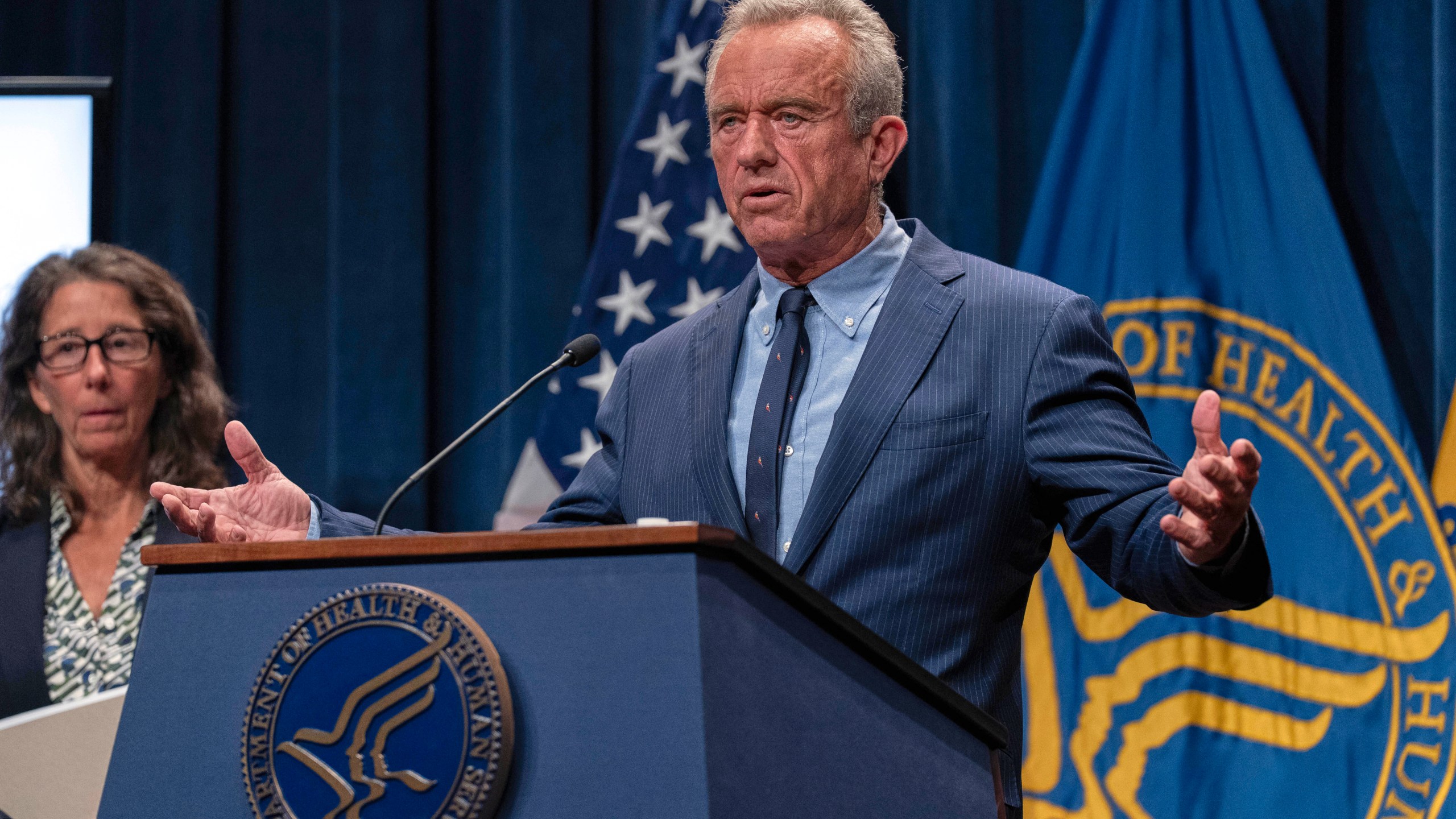 Health and Human Services Secretary Robert F. Kennedy Jr. speaks during a news conference on the Autism report by the CDC at the Hubert Humphrey Building Auditorium in Washington, Wednesday, April 16, 2025. (AP Photo/Jose Luis Magana)