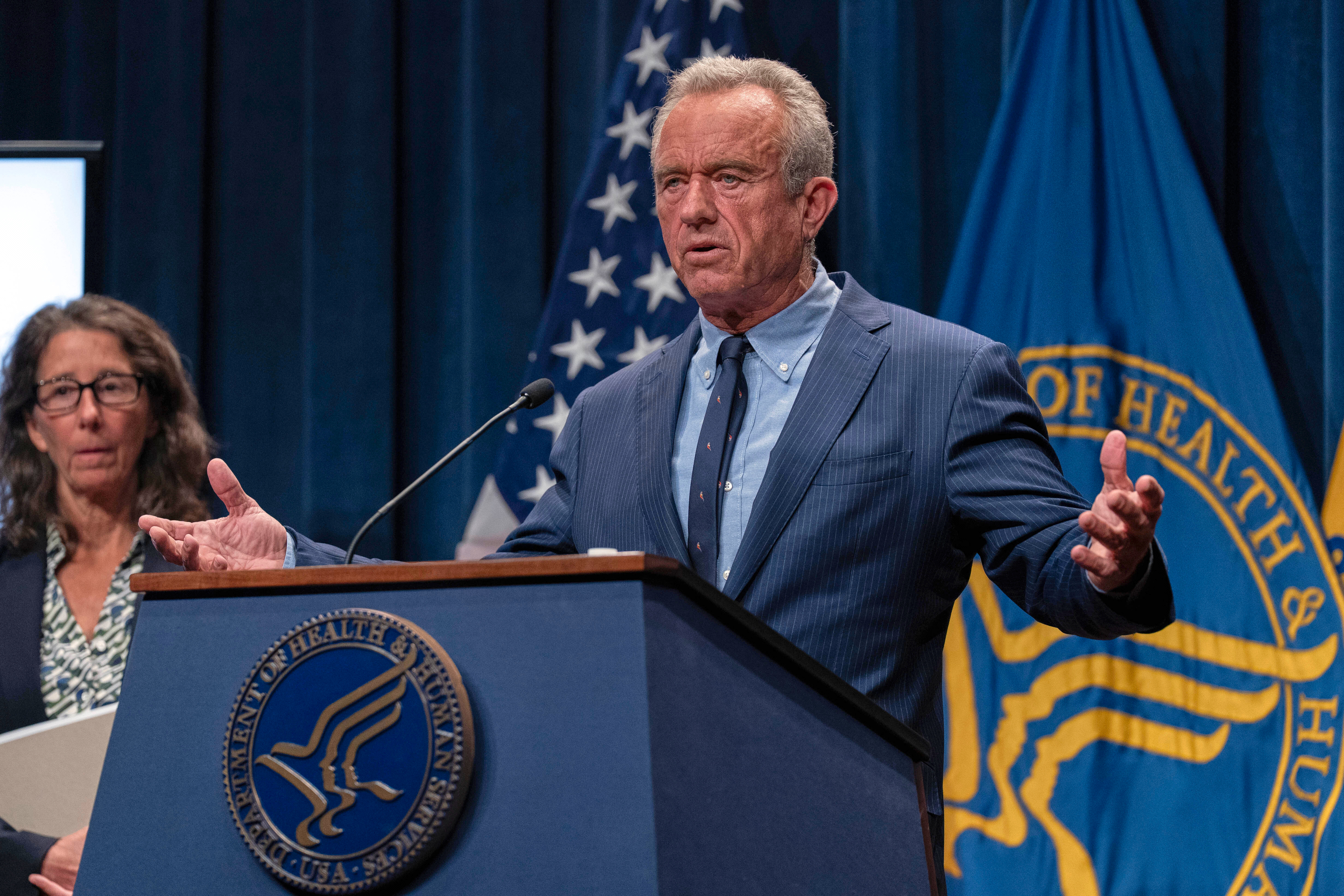Health and Human Services Secretary Robert F. Kennedy Jr. speaks during a news conference on the Autism report by the CDC at the Hubert Humphrey Building Auditorium in Washington, Wednesday, April 16, 2025. (AP Photo/Jose Luis Magana)